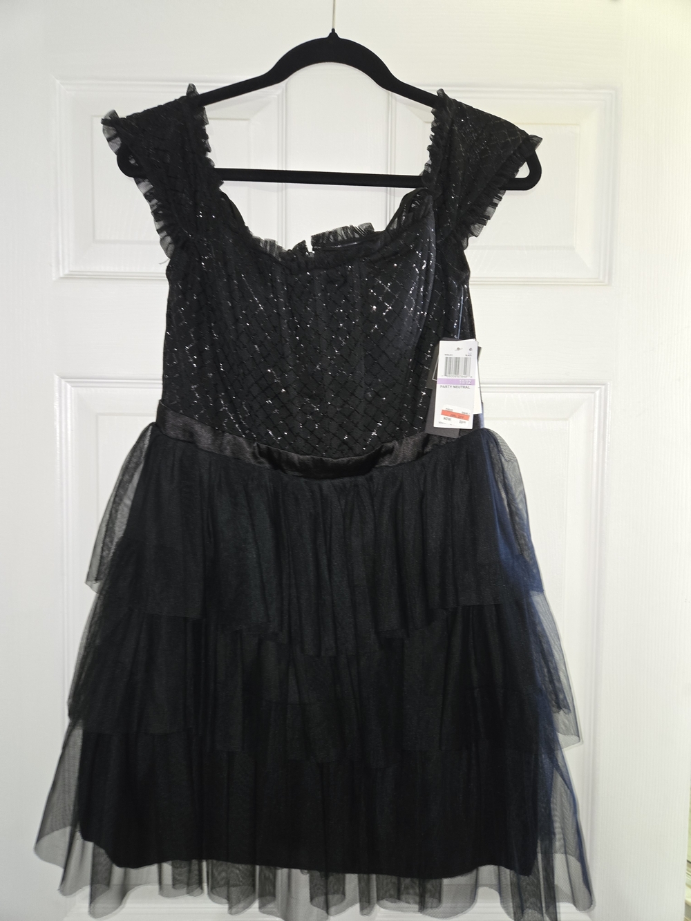City Studio Black Sequin Ruffle Tulle  Dress